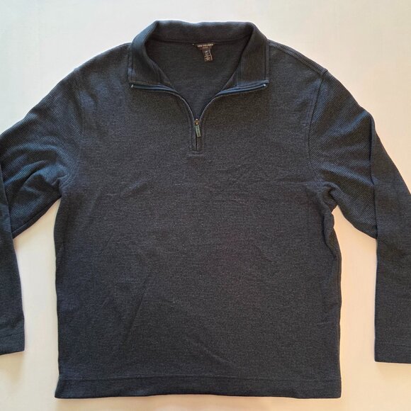 Van Heusen FLEX Quarter Zip Long Sleeve Pullover, Mens LG, Charcoal Gray - Picture 3 of 9